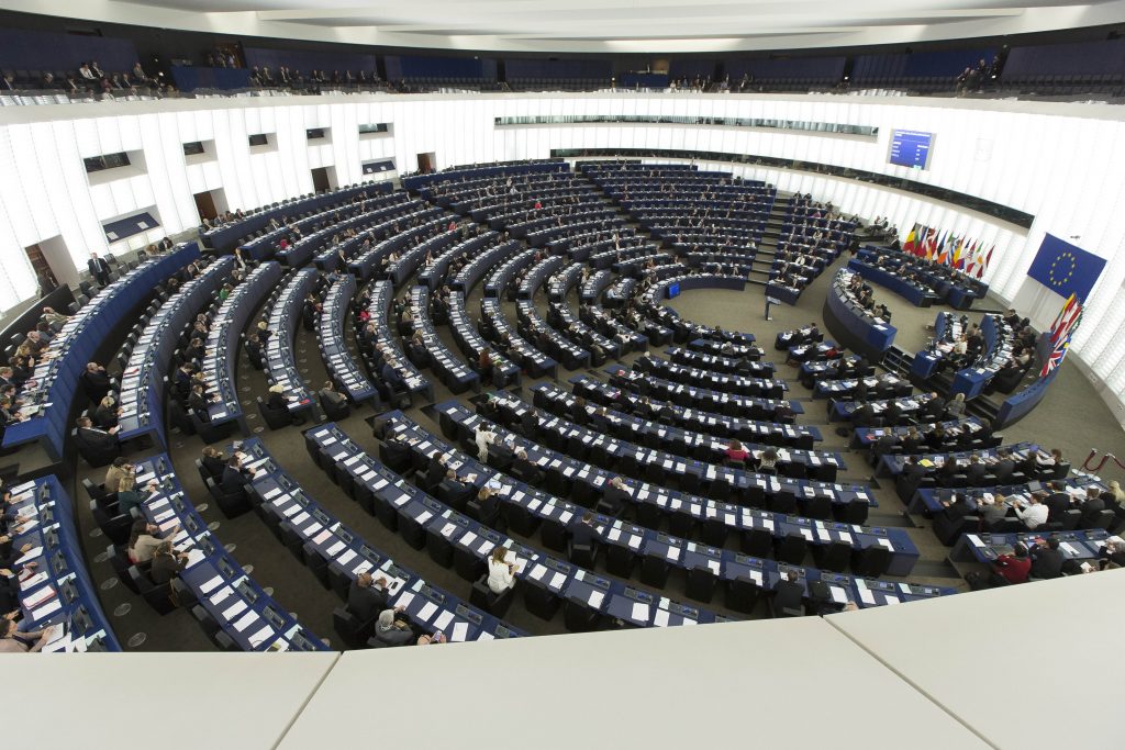 General view of the European Parliament hemicycle in Strasbourg