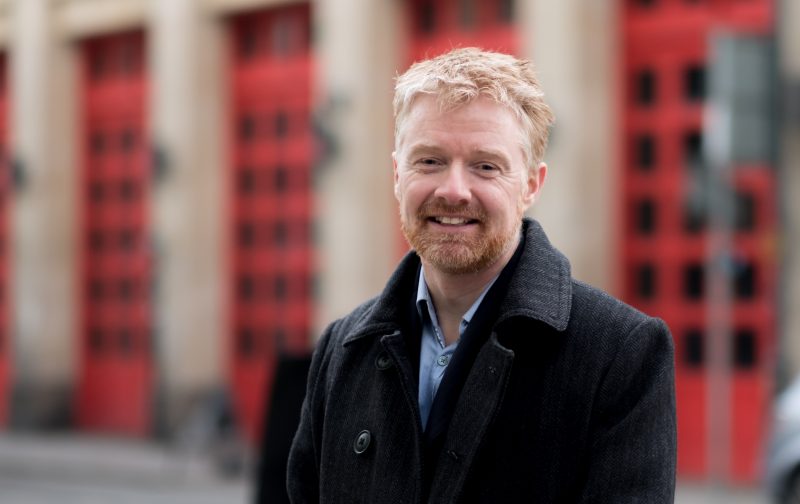 Sandy outside Fire Station