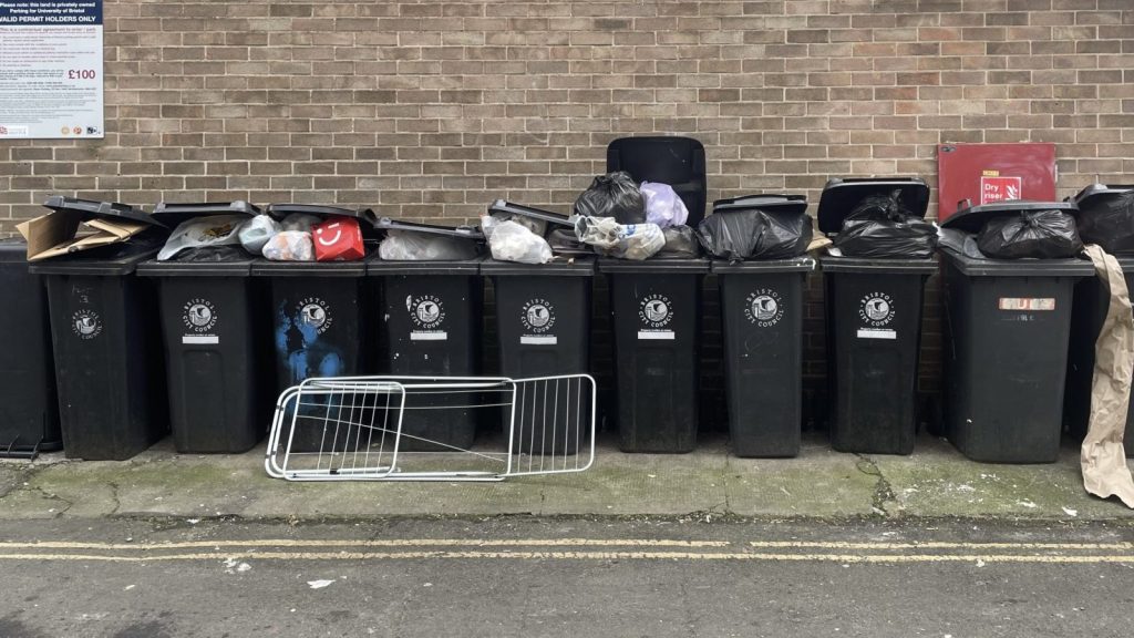 Black bins on There And Back Again Lane Bristol photo Martin Booth scaled  x