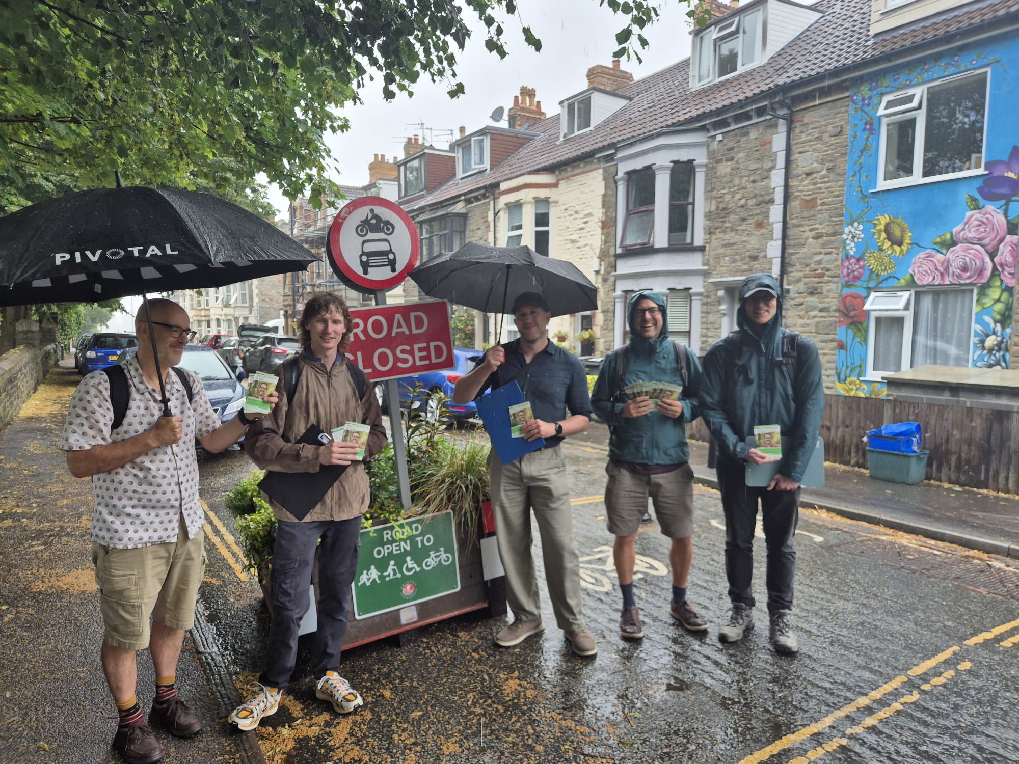 Green campaigners outside in the East Bristol Liveable Neighbourhood